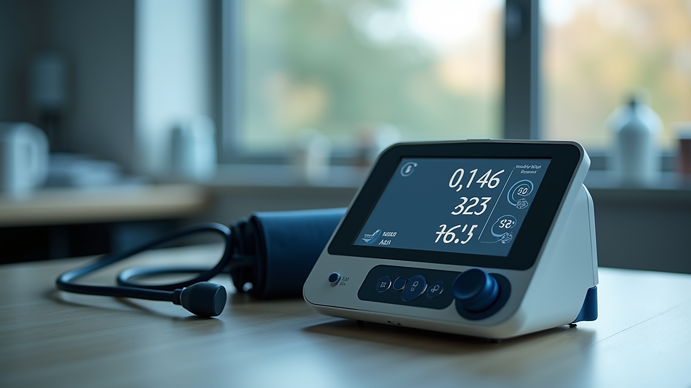 Close-up view of a blood pressure monitor on a table