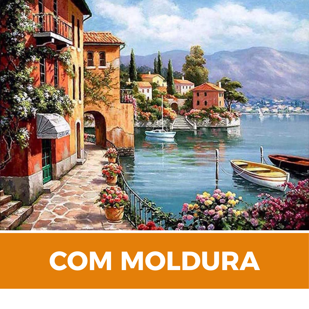 Telas Dadeni Pintura Numerada Litoral Italiano Com Moldura Chassi 40x50cm