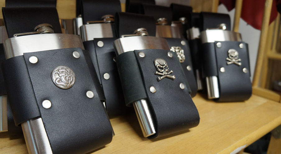 inner beast leather black flask holders.JPG