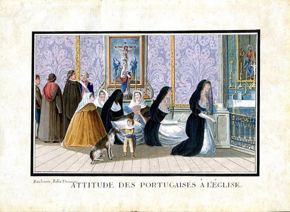 Portuguese women at the church