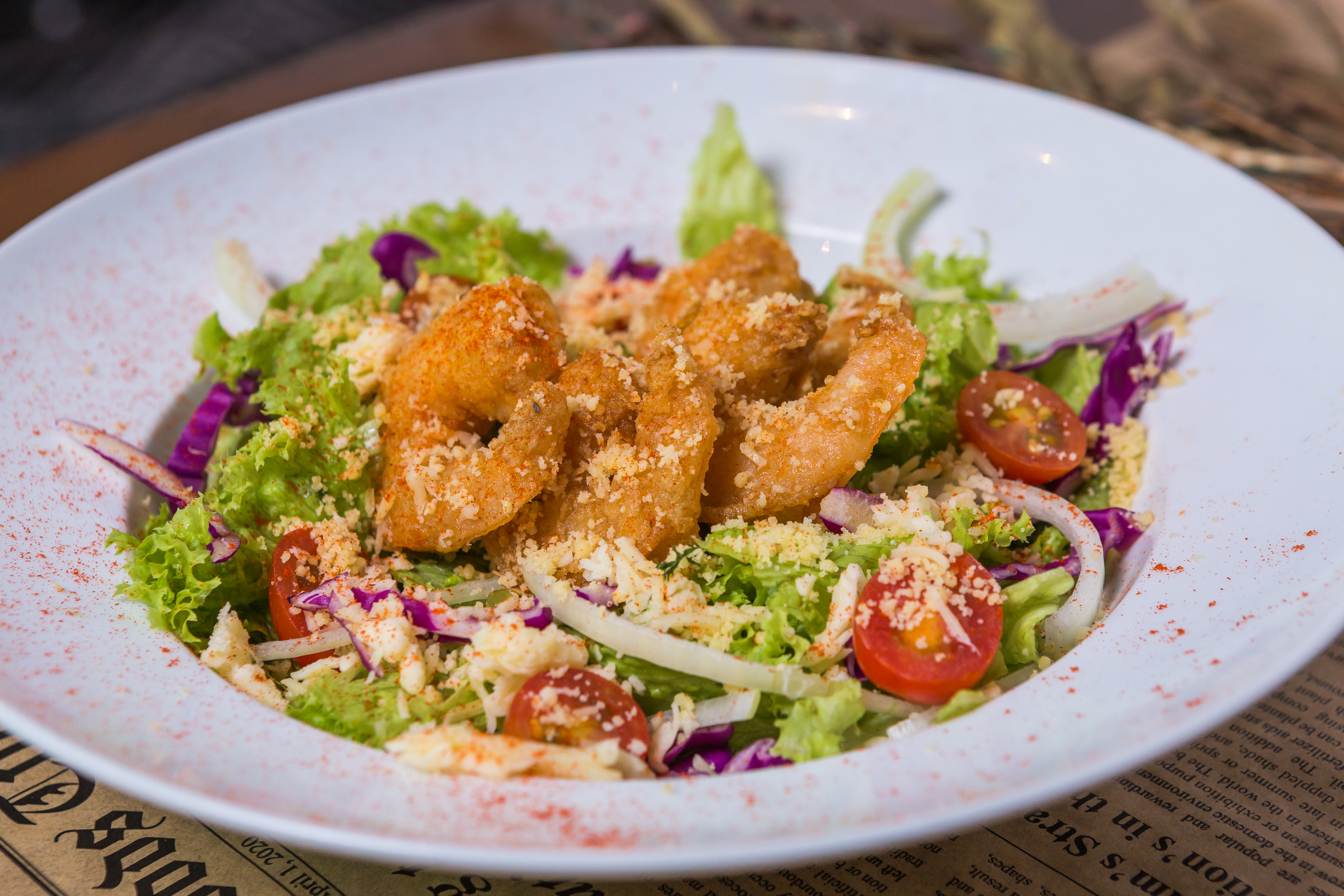 House Salad-Fried Shrimp