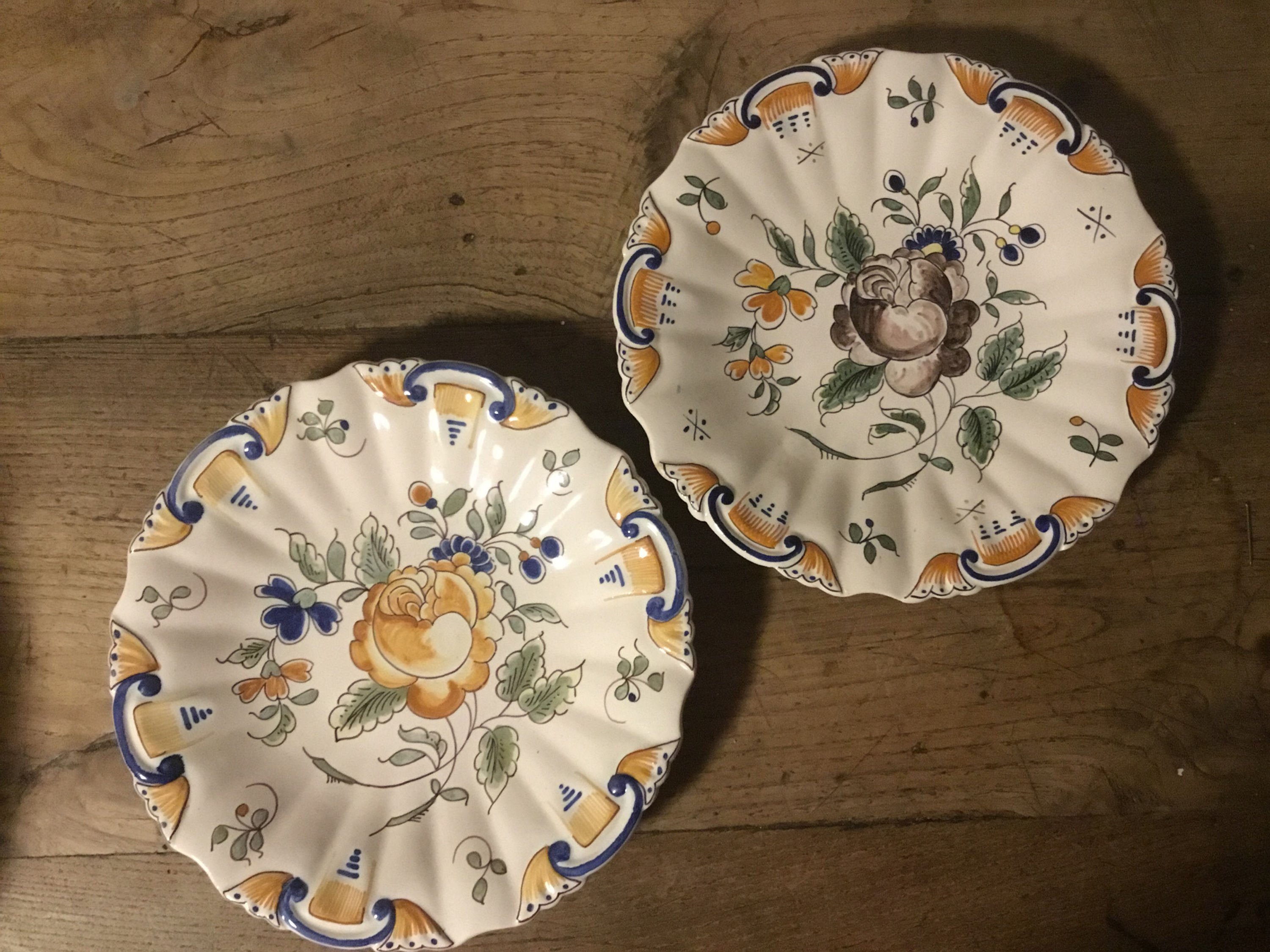 Pair of Blue and Yellow Plates