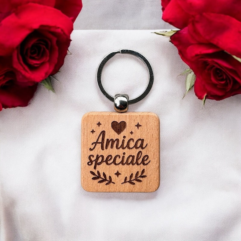 Portachiavi in legno "Amica speciale"
