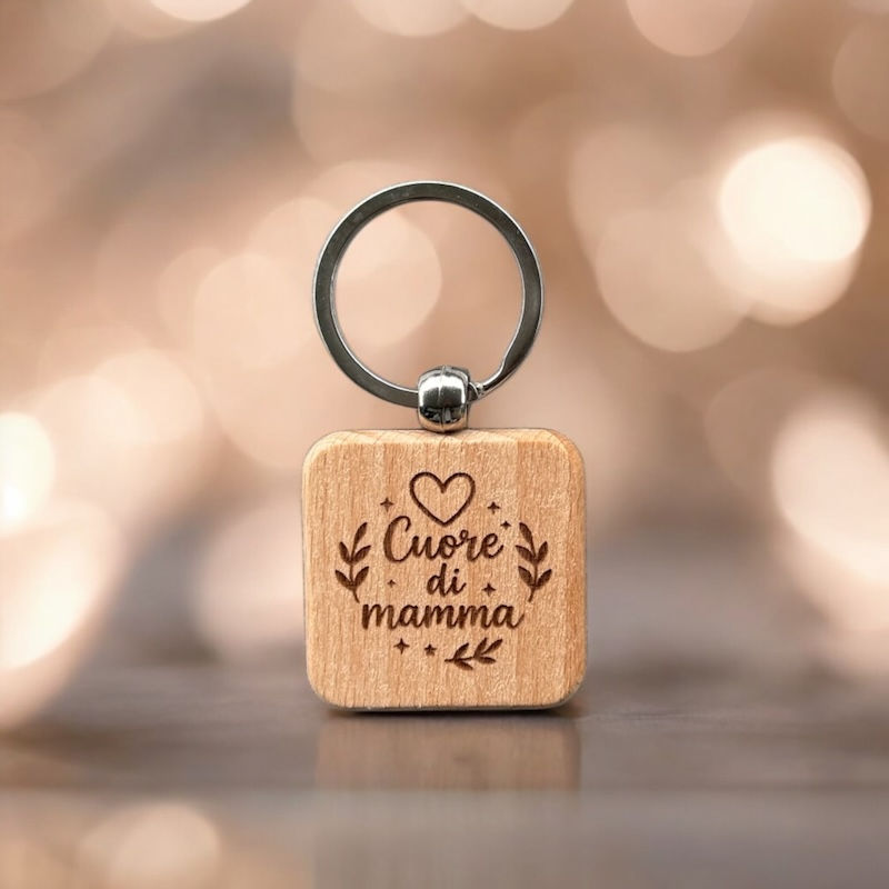 Portachiavi in legno "Cuore di mamma"