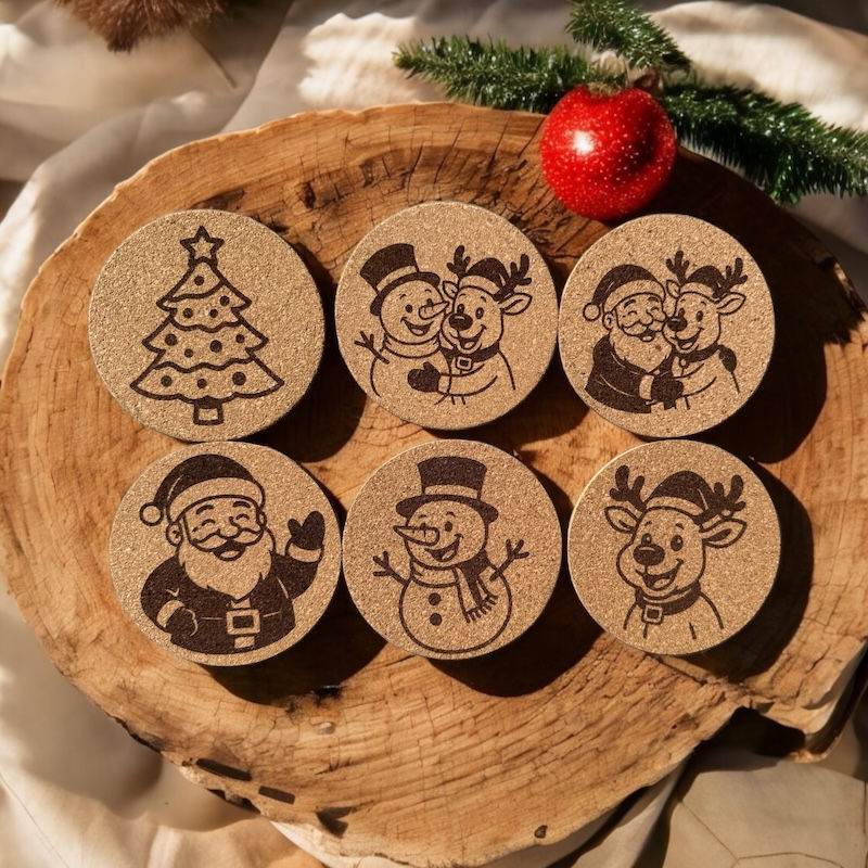 Miniatura: Set di sottobicchieri in sughero Natale - personaggi