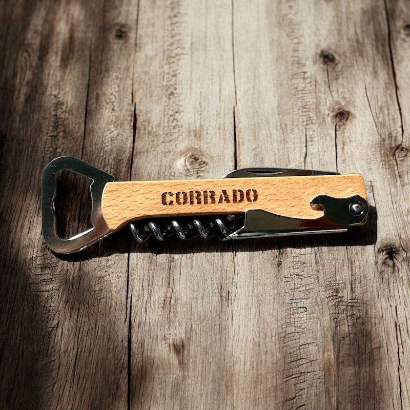 Miniatura: Cavatappi in legno con nome personalizzabile