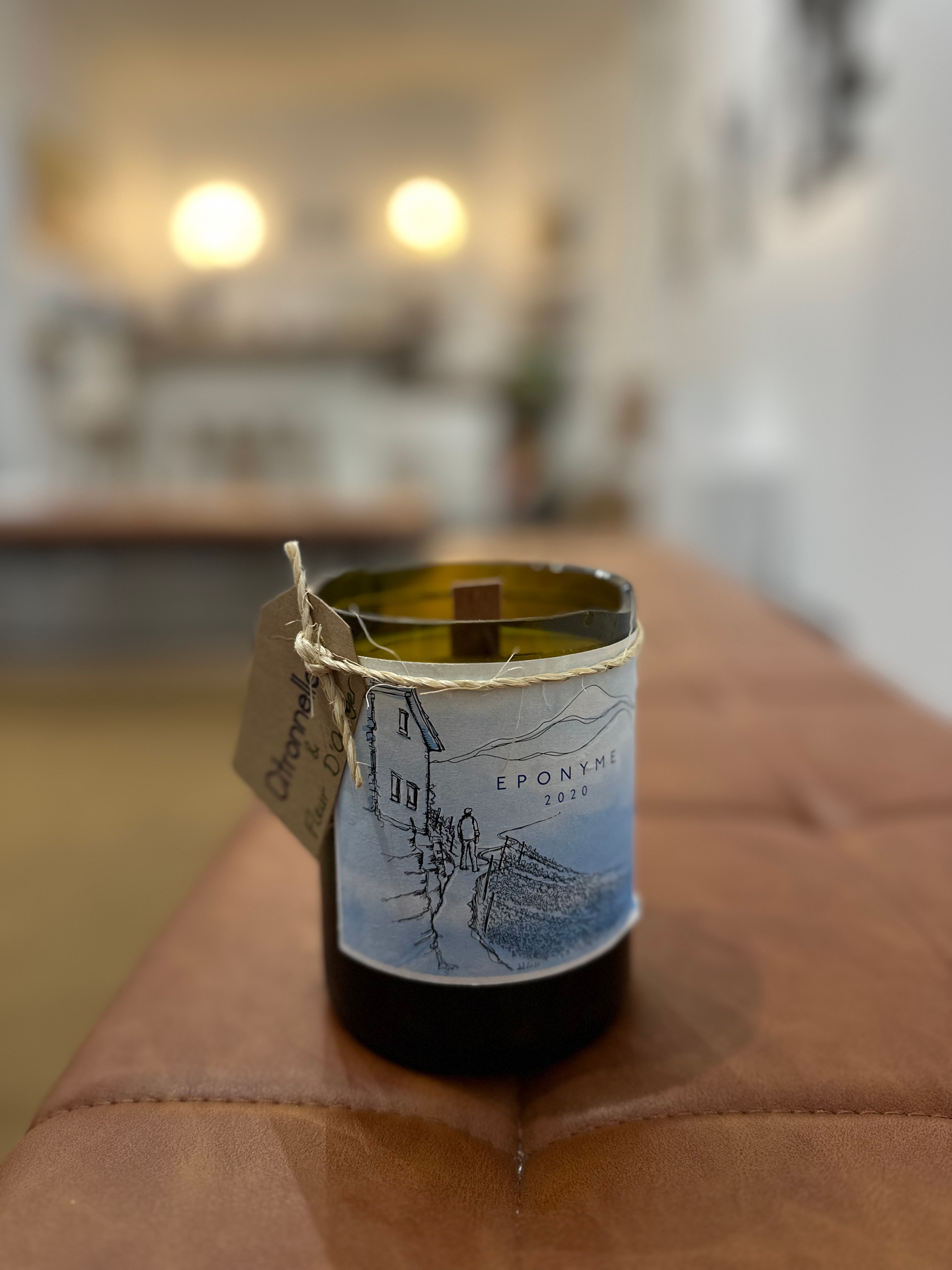 Citronnelle & Fleur D'Oranger Scented Recycled Wine Bottle Candles