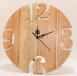 Horloge ronde chantournée en bois massif