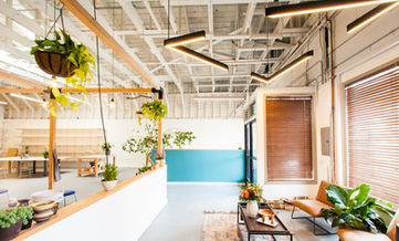 Showing the entrance of Clayroom SoMa, a pottery studio and woodworking shop