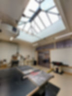 Woodworking workshop at Studio Commons with skylight