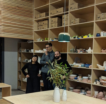 Architects taking photos at Clayroom Potrero following work