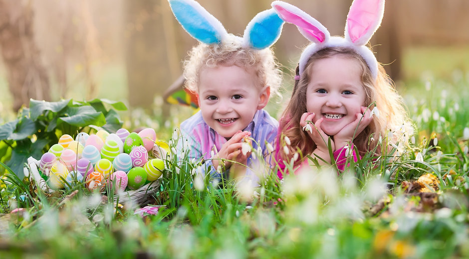 Happy Children with Easter Eggs