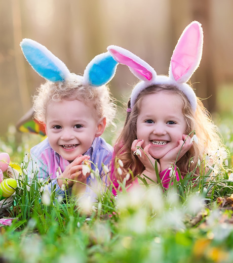 Happy Children with Easter Eggs