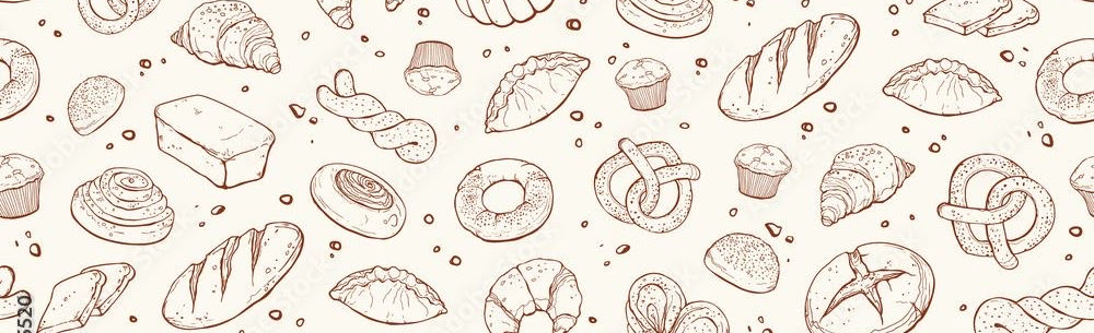 Beige background with baking icons