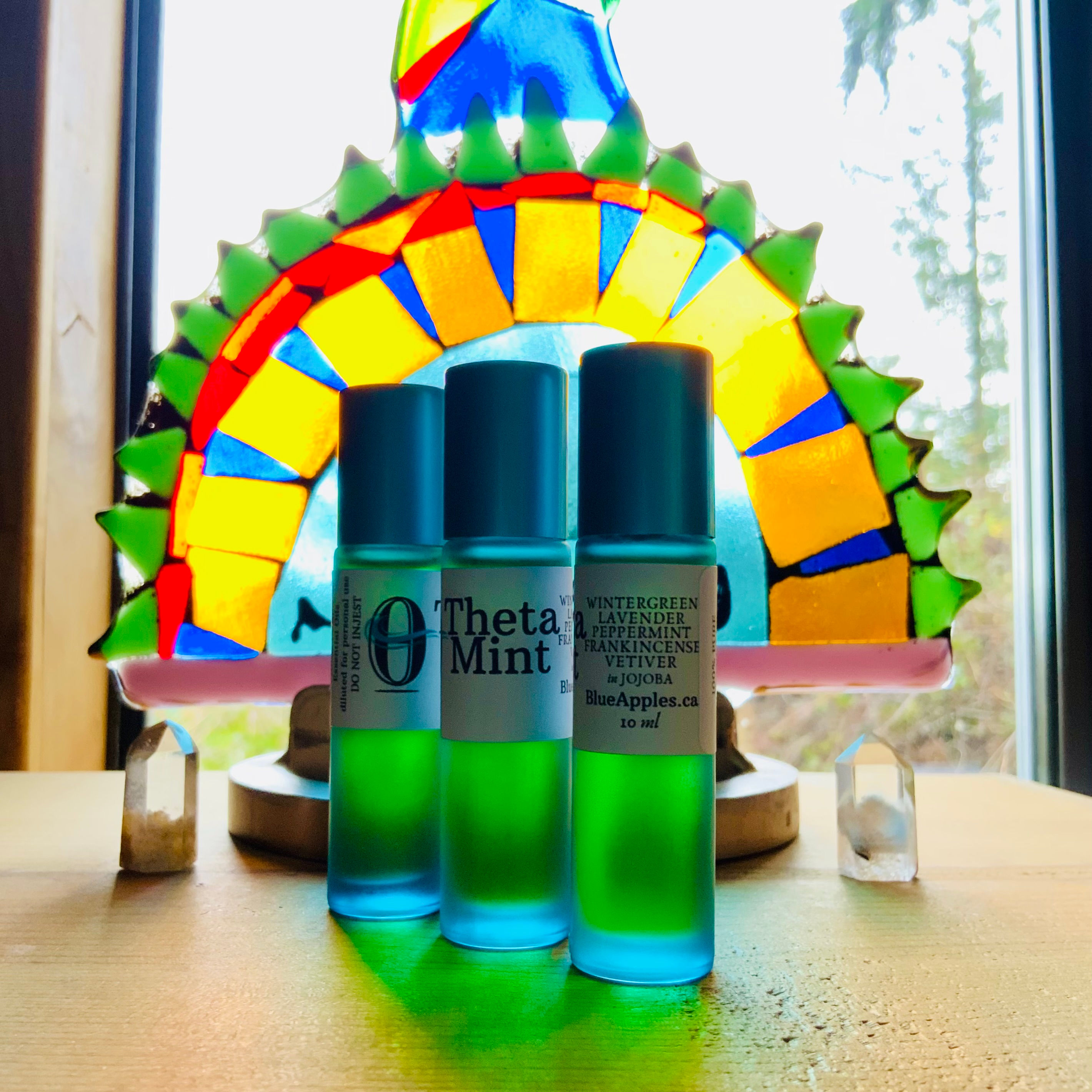 Theta mint headache and tension relief essential oil blend by Sah at Blue Apples metaphysical crystal shop Canada