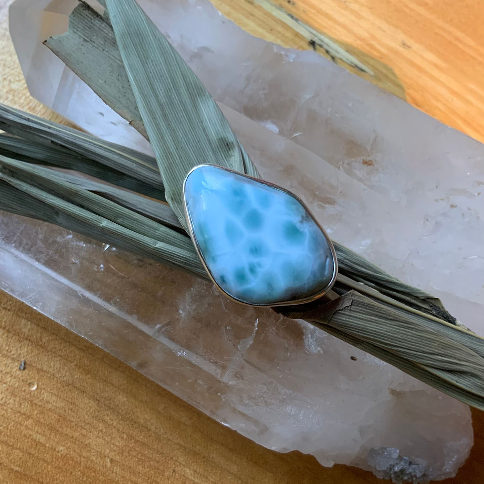 large Larimar silver ring Azenya Spirits of Water at metaphysical crystal shop canada