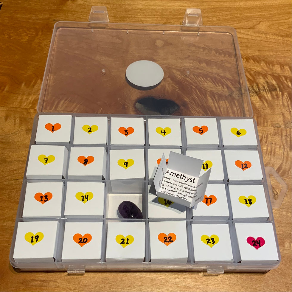 Crystal gemstone advent calendar at metaphysical crystal shop Canada
