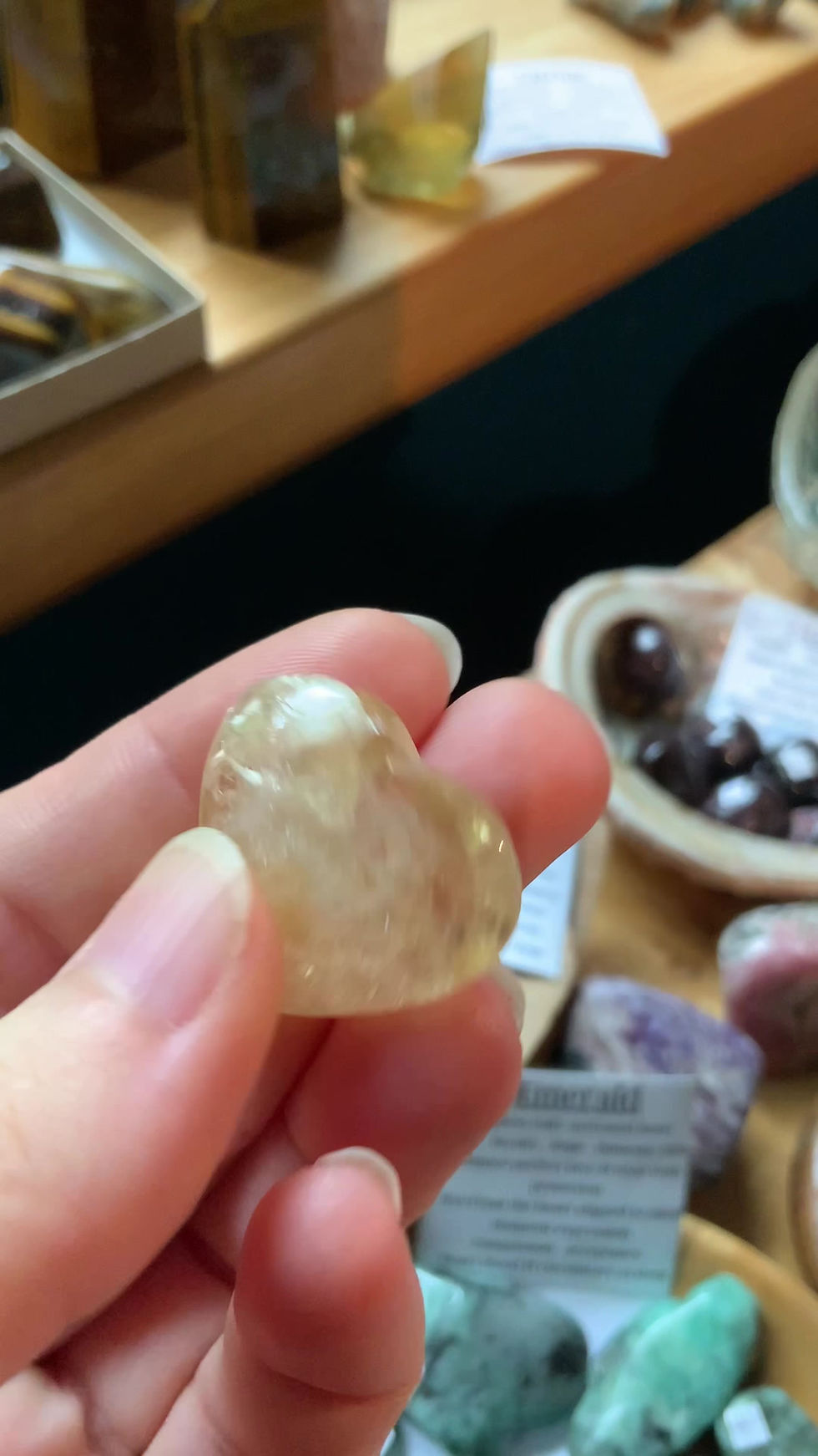 Citrine crystal heart at metaphysical crystal shop Canada