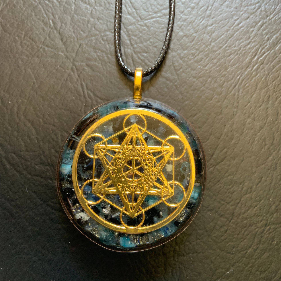 Sacred geometry orgonite pendant by resin8 with metatron’s cube at metaphysical crystal shop canada