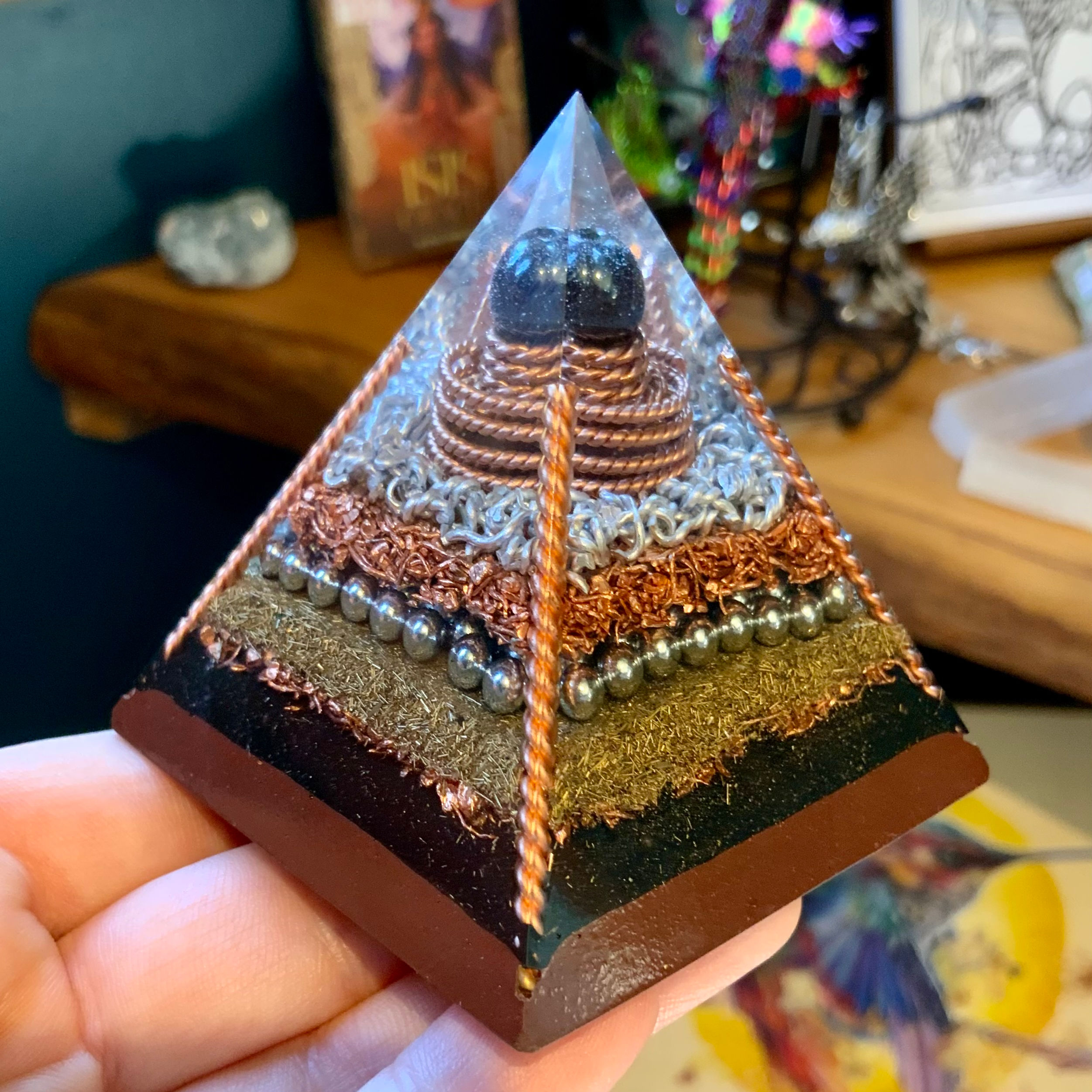 Orgone generator orgonite pyramid by resin8 at metaphysical crystal shop Canada