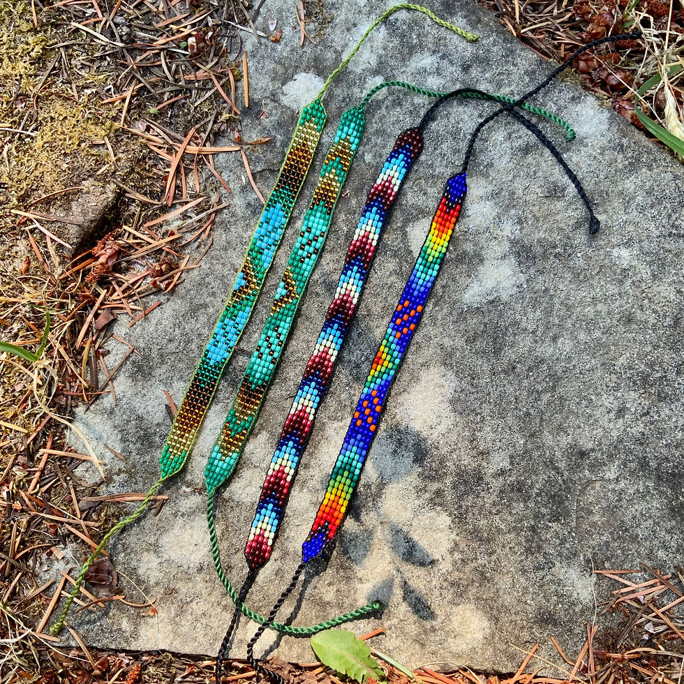 Thin Beaded Bracelet tie-up indigenous-made in Colombia at metaphysical crystal shop Canada