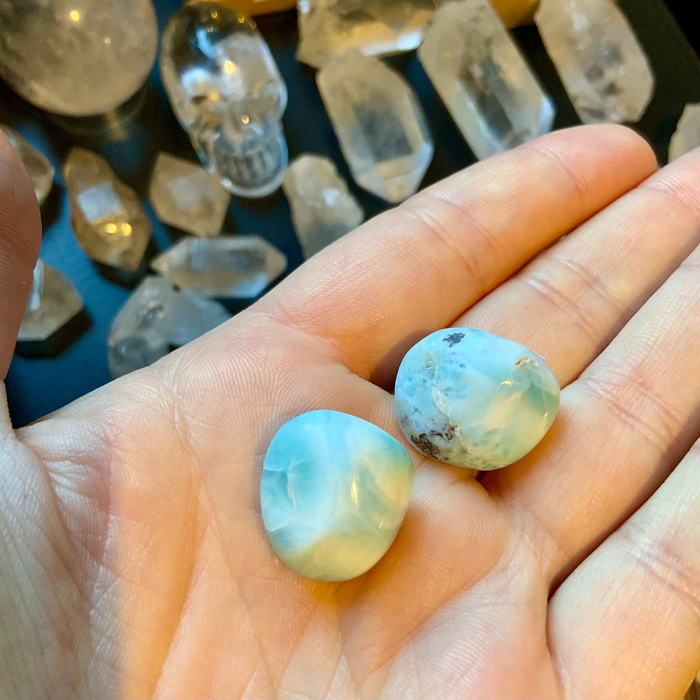 Tumbled Larimar pebble at Metaphysical crystal shop