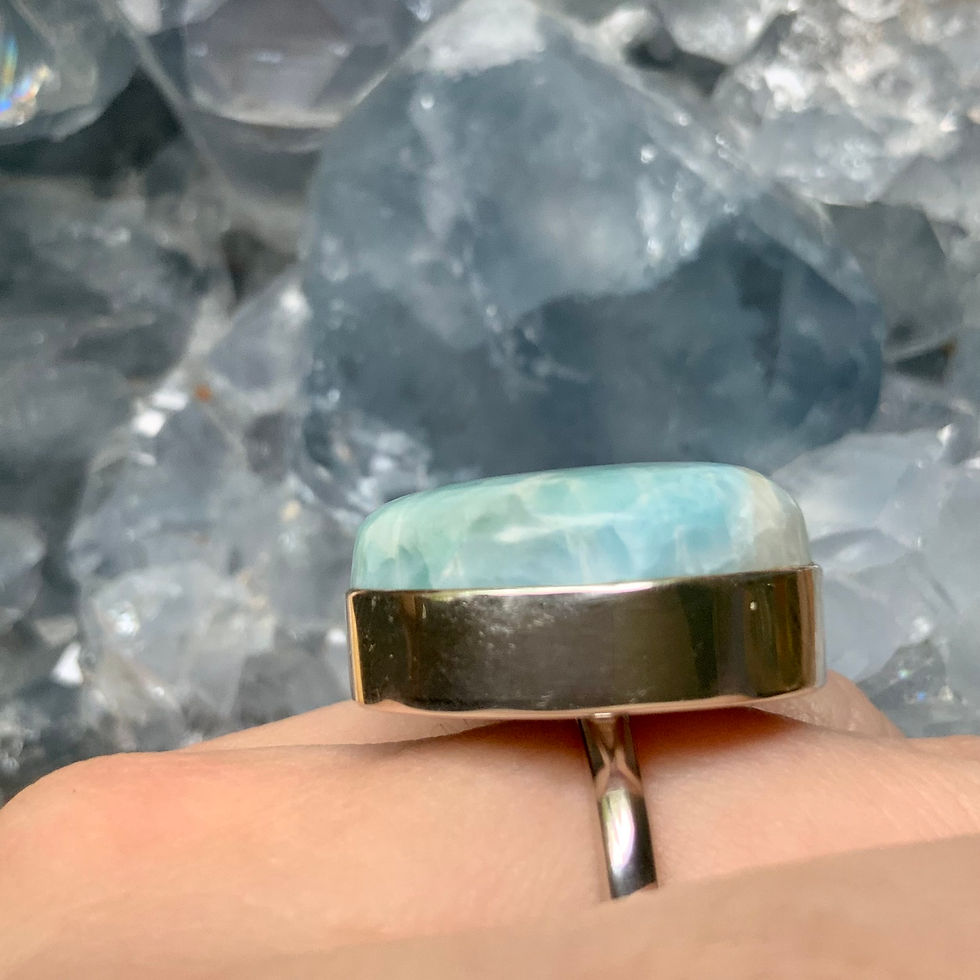 Thumbnail: large larimar silver ring by Azenya Designs at metaphysical crystal shop canada