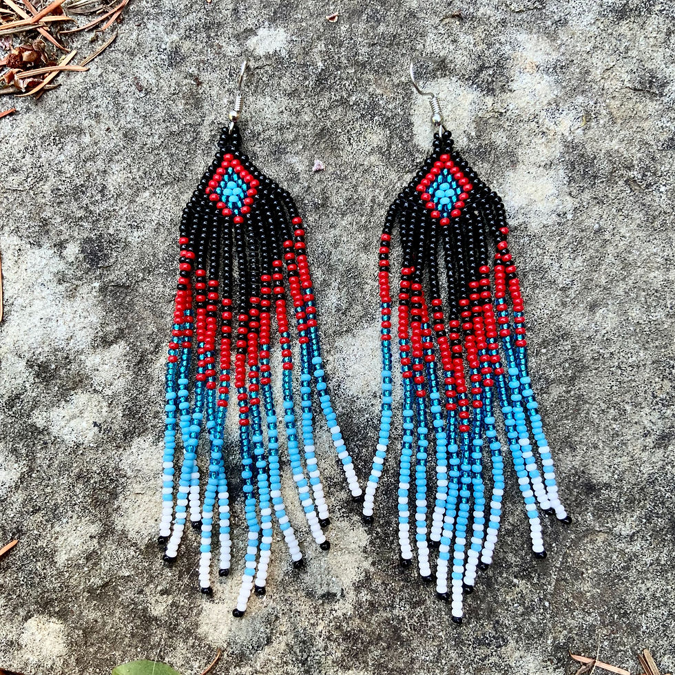 Fringe Beaded earrings indigenous made in Colombia at Metaphysical crystal shop Canada