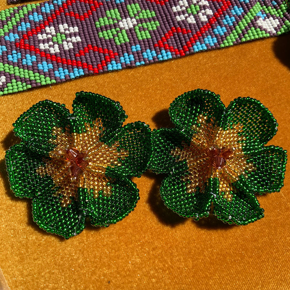 Beaded flower earrings indigenous made in Columbia at Metaphysical crystal shop