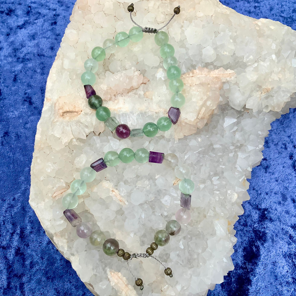 Fluorite gemstone adjustable bracelet by Sah at Blue Apples metaphysical crystal shop Canada
