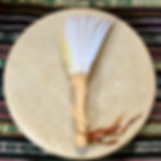 Cockatoo parrot feather fan by Sah and Andre at metaphysical crystal shop