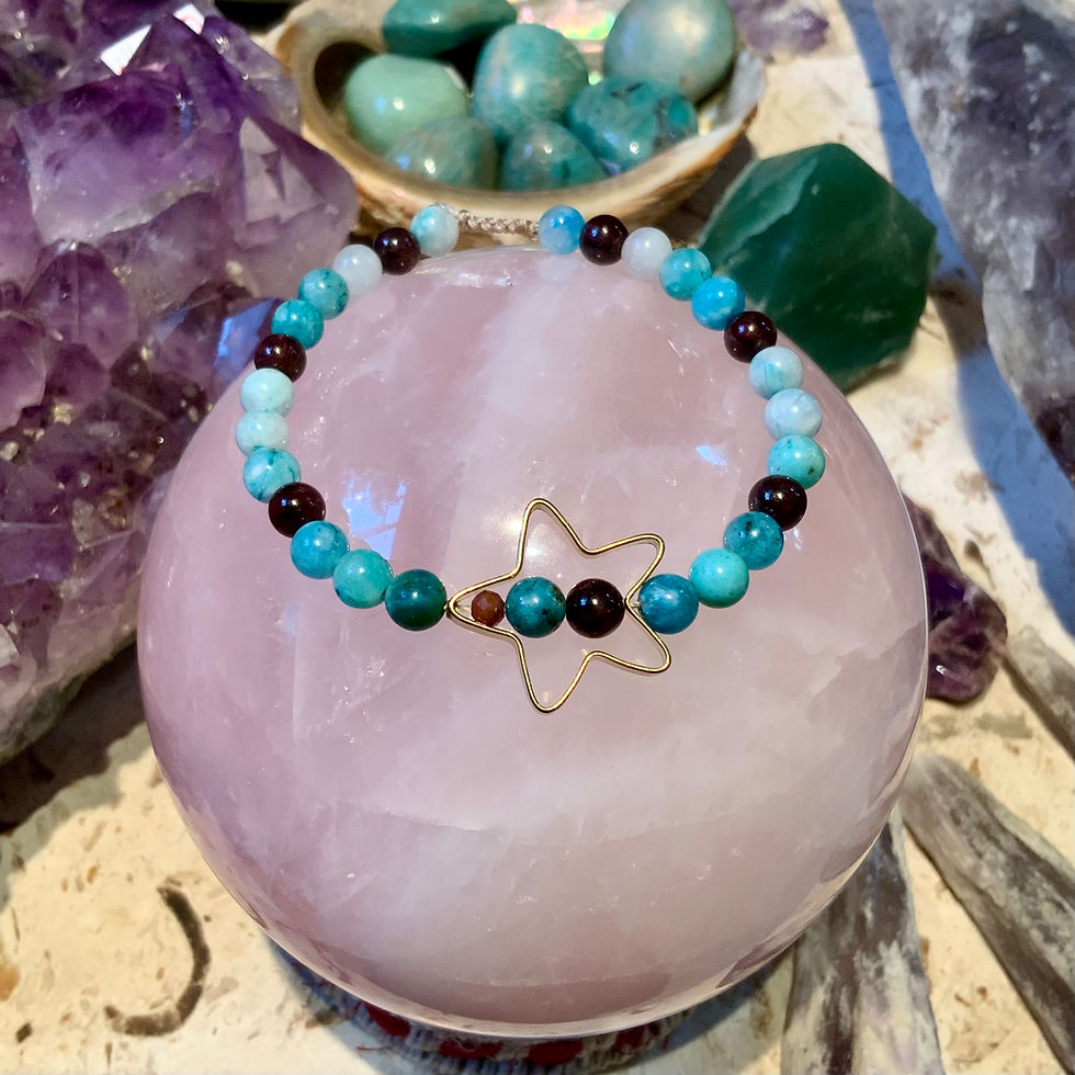 Hemimorphite Garnet Ruby Gemstone adjustable bracelet by Sah at Blue Apples metaphysical crystal shop