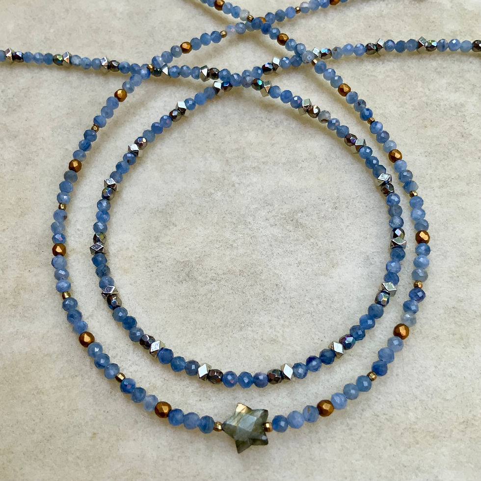Blue kyanite necklace by Sah at Metaphysical crystal shop Canada