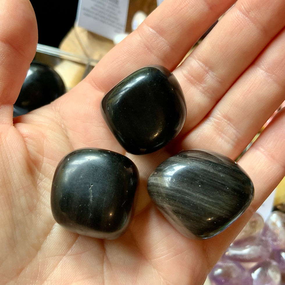 tumbled silver sheen obsidian at metaphysical crystal shop Canada