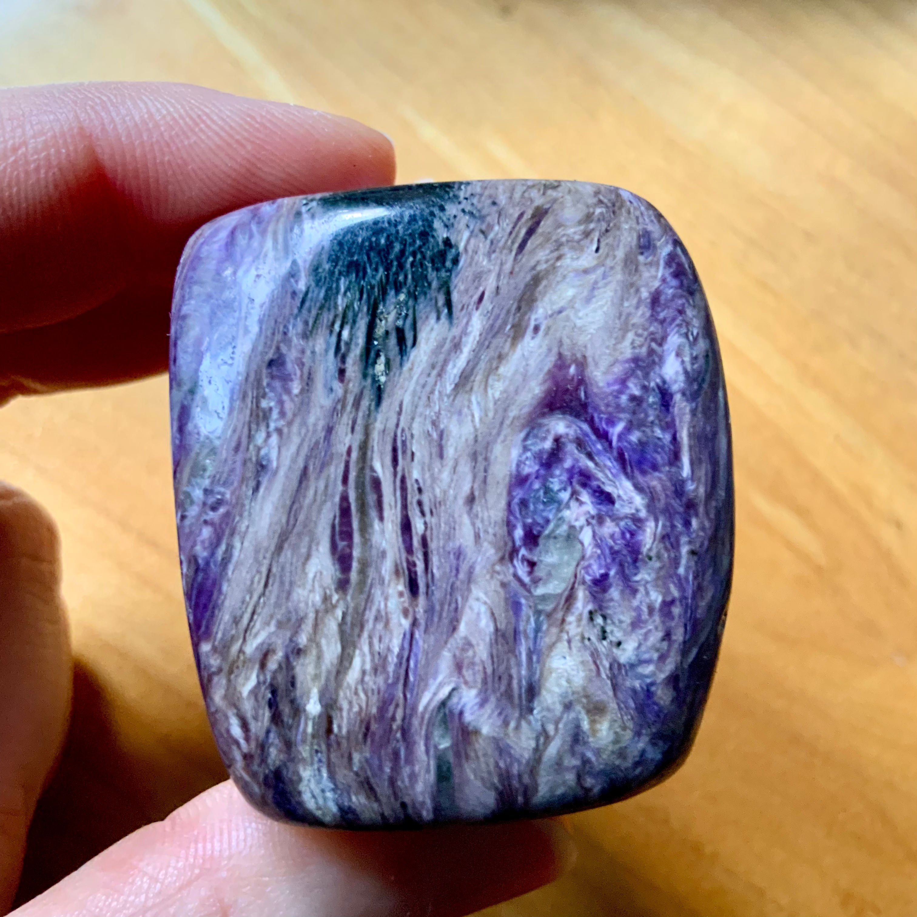 Charoite crystal polished at metaphysical crystal shop