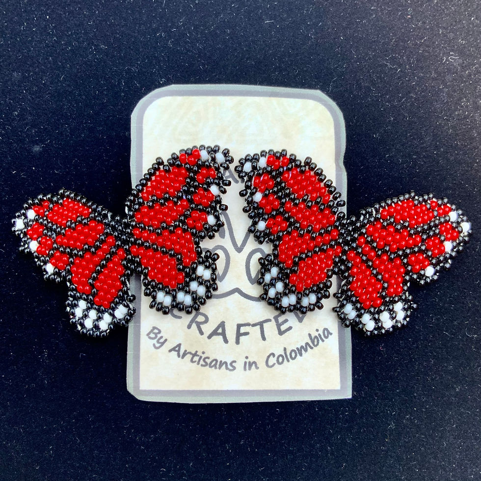 Red Butterfly Beaded earrings indigenous made in Colombia at Metaphysical crystal shop