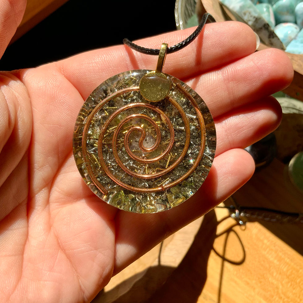 Thumbnail: Sacred geometry orgonite pendant by resin8 with flower of life at metaphysical crystal shop canada