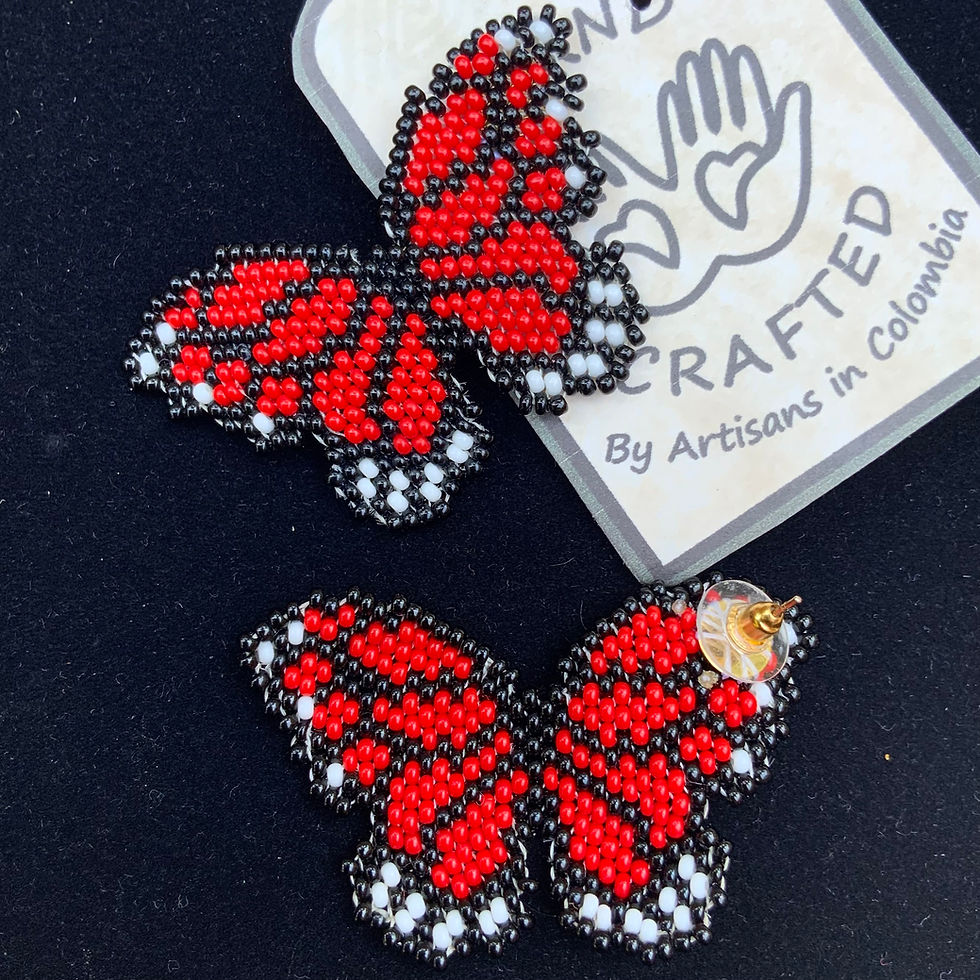 Red Butterfly Beaded earrings indigenous made in Colombia at Metaphysical crystal shop