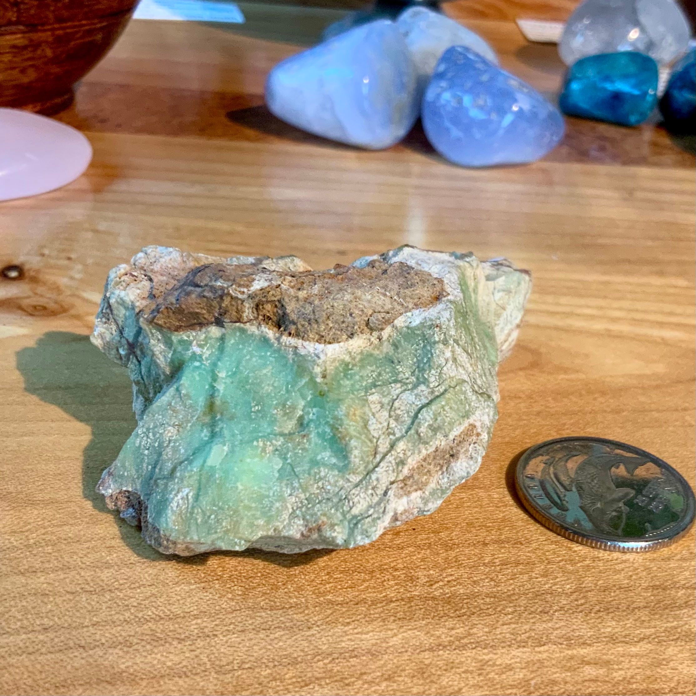 Raw chrysoprase crystal
