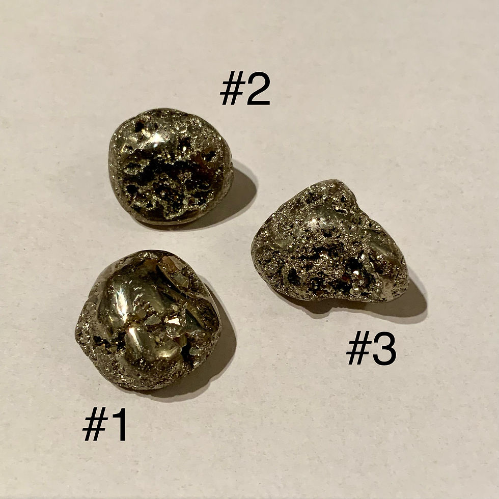 Sparkly tumbled Pyrite geode at metaphysical crystal shop Canada
