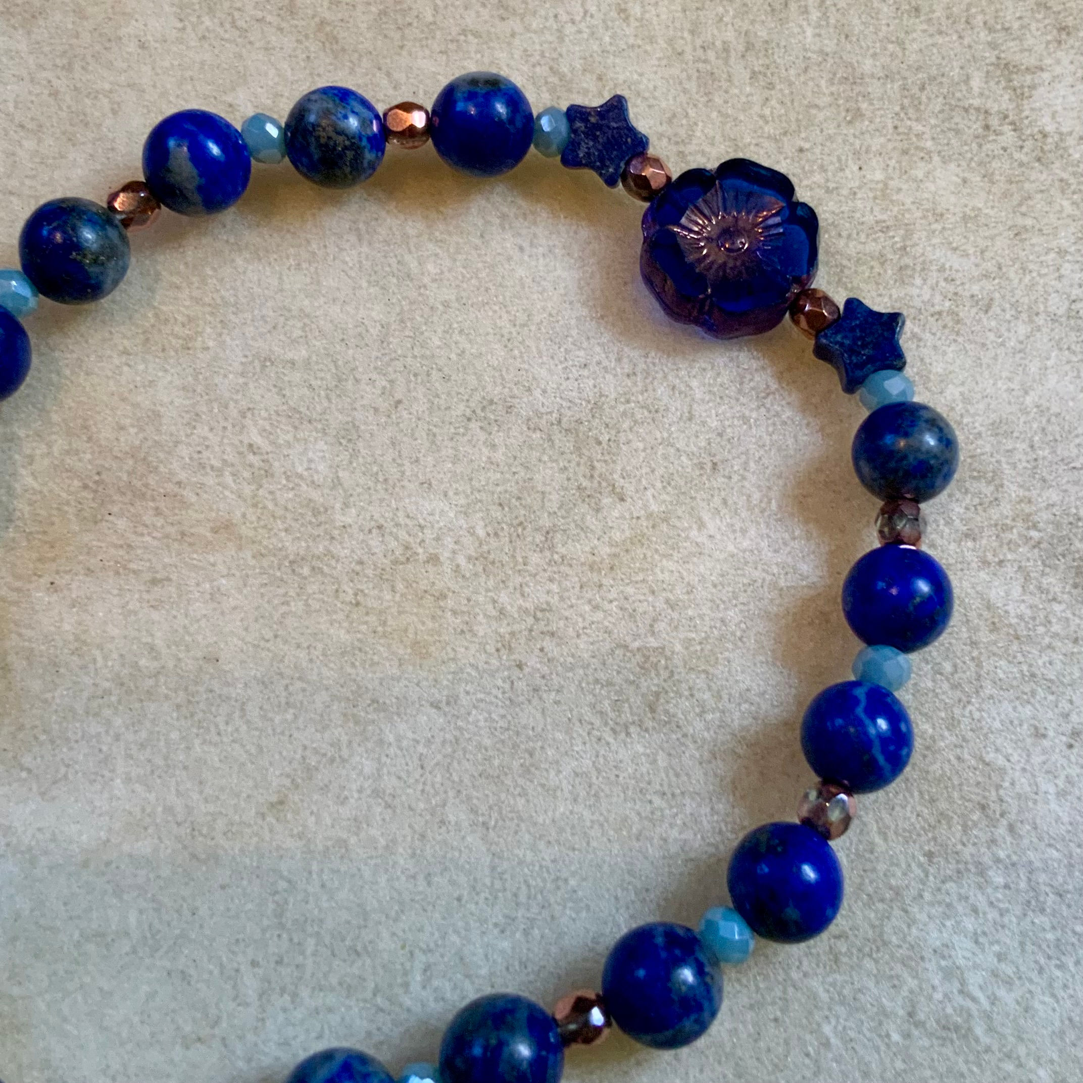 Lapis Lazuli Gemstone adjustable bracelet by Sah at Blue Apples metaphysical crystal shop