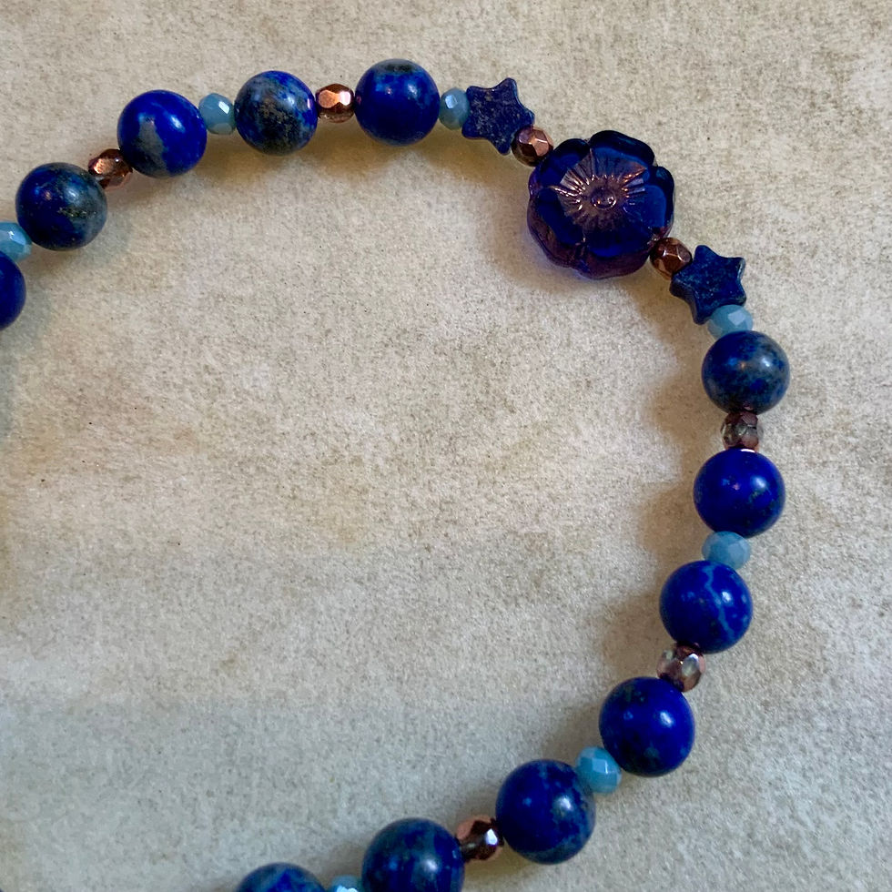 Lapis Lazuli Gemstone adjustable bracelet by Sah at Blue Apples metaphysical crystal shop
