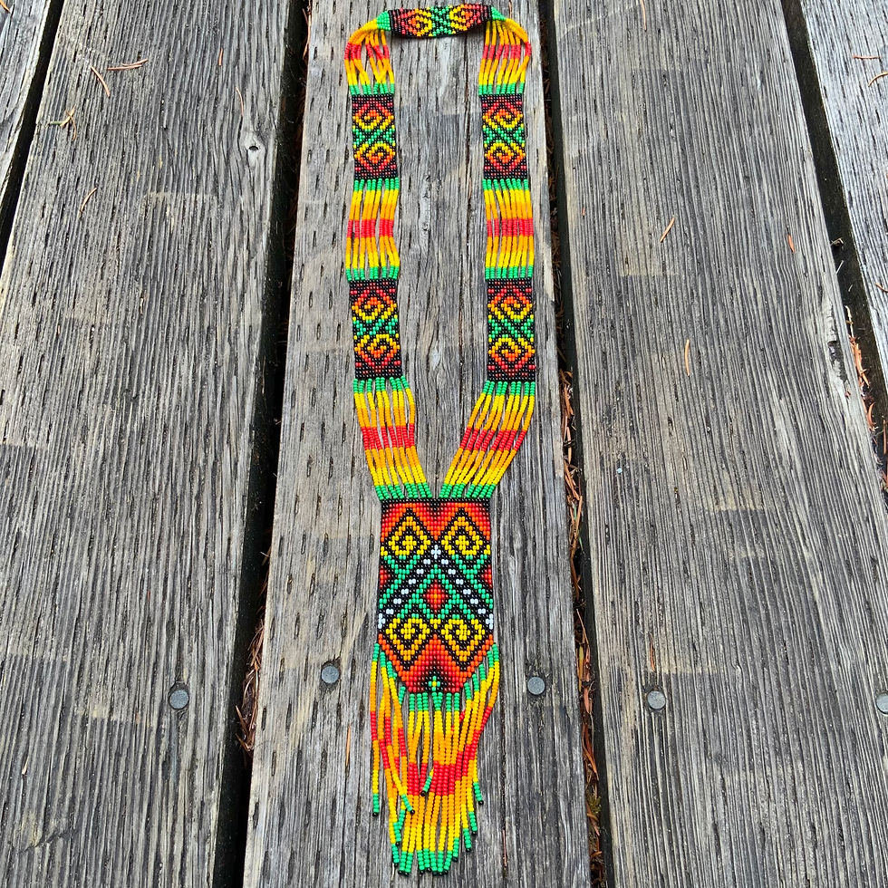 Beaded necklace indigenous made in Colombia at metaphysical crystal shop Canada