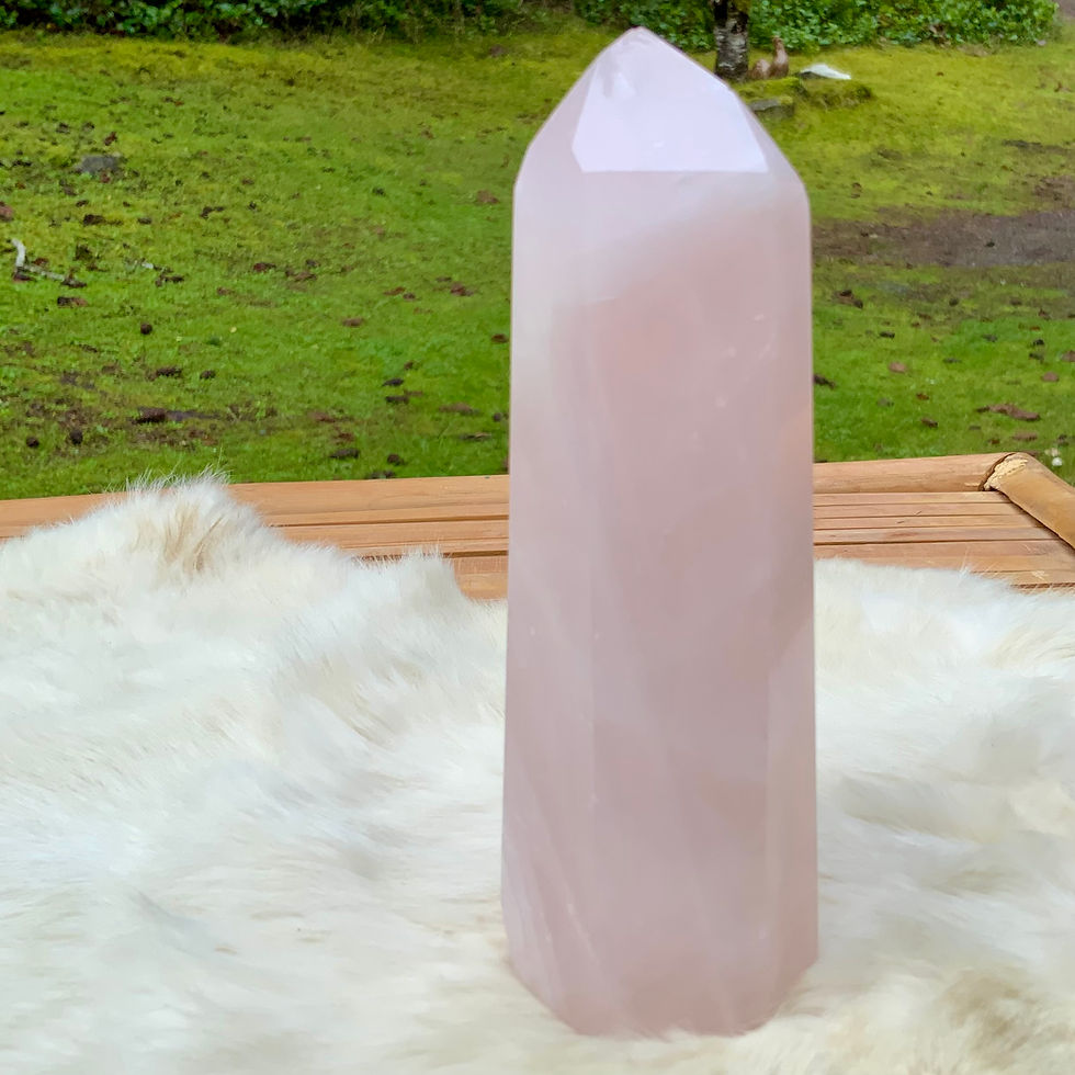 Thumbnail: Rose Quartz crystal tower 5.75” at metaphysical crystal shop Canada