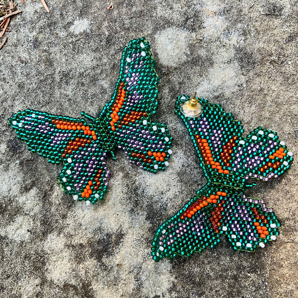 Butterfly Beaded earrings indigenous made in Colombia at Metaphysical crystal shop