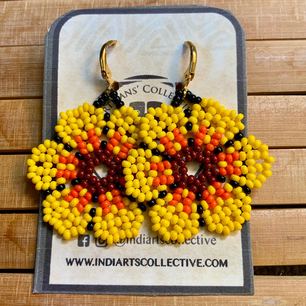 Thumbnail: Beaded flower earrings indigenous made in Colombia at metaphysical crystal shop Canada