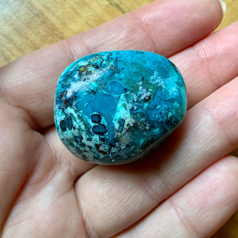 Tumbled chrysocolla at metaphysical crystal shop Canada