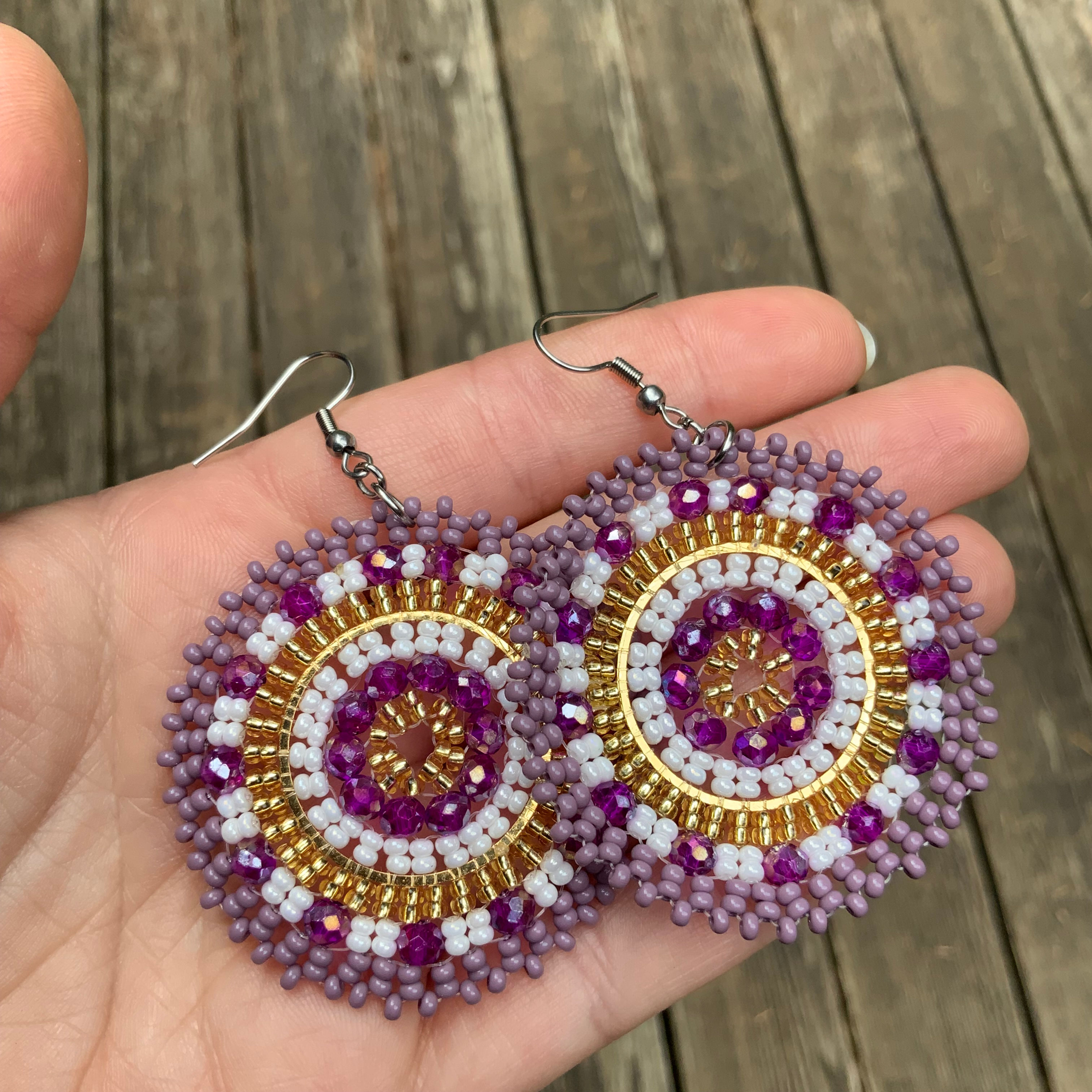 Round beaded earrings indigenous made in Colombia at Metaphysical crystal shop