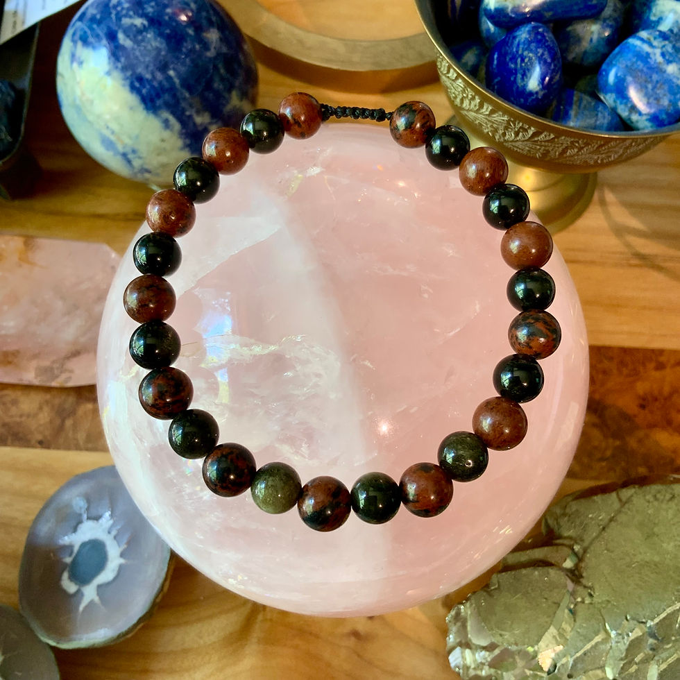 Obsidian Gemstone adjustable bracelet by Sah at Blue Apples metaphysical crystal shop