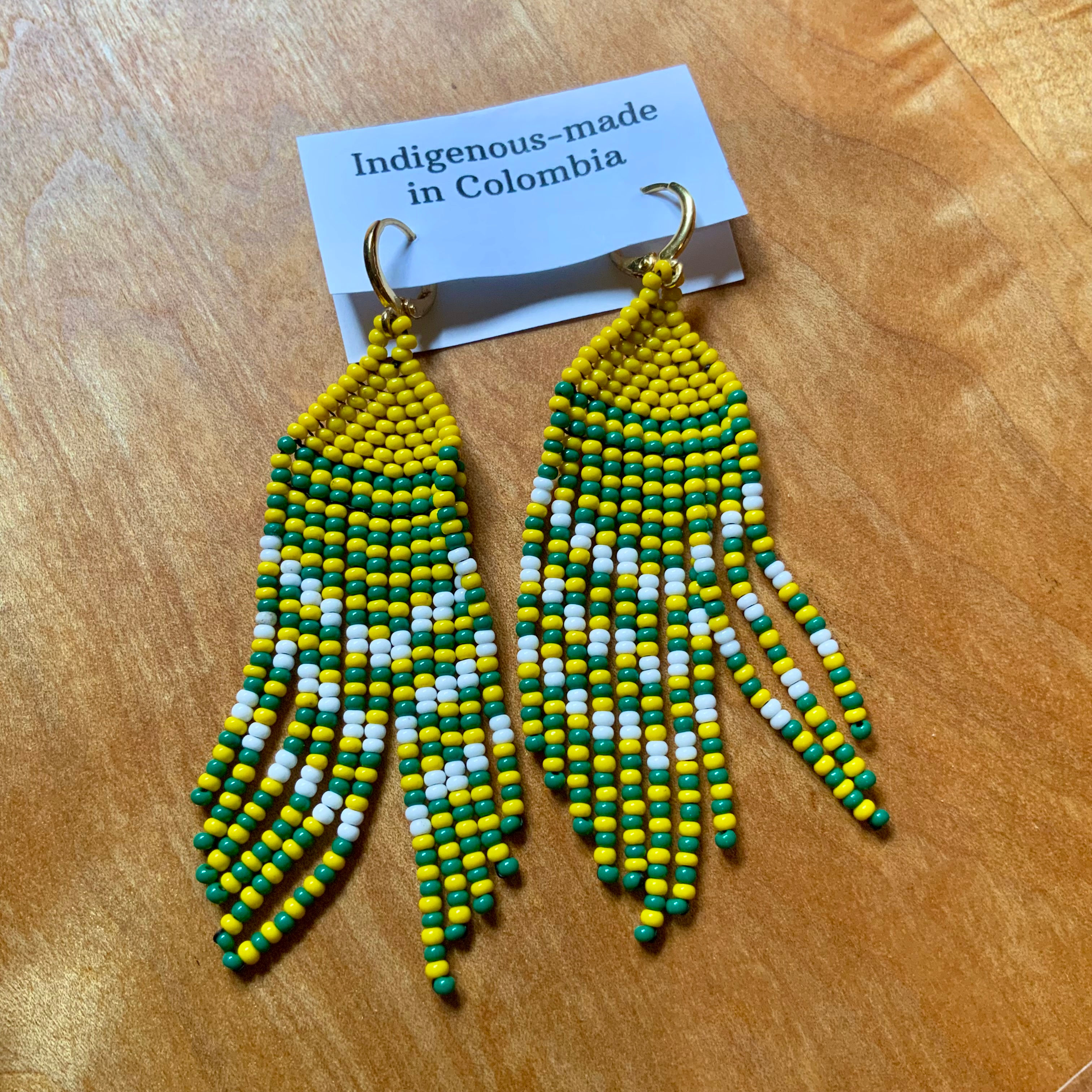 Fringe Beaded earrings indigenous made in Colombia at Metaphysical crystal shop Canada